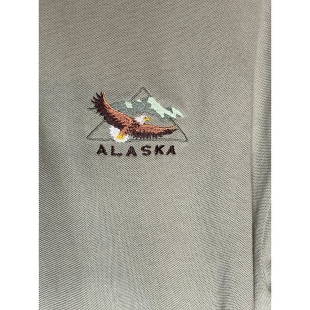 VTG Alaska Polo Shirt Men's XL Eagle Embroidered Graphic Stedman by‎ Hanes